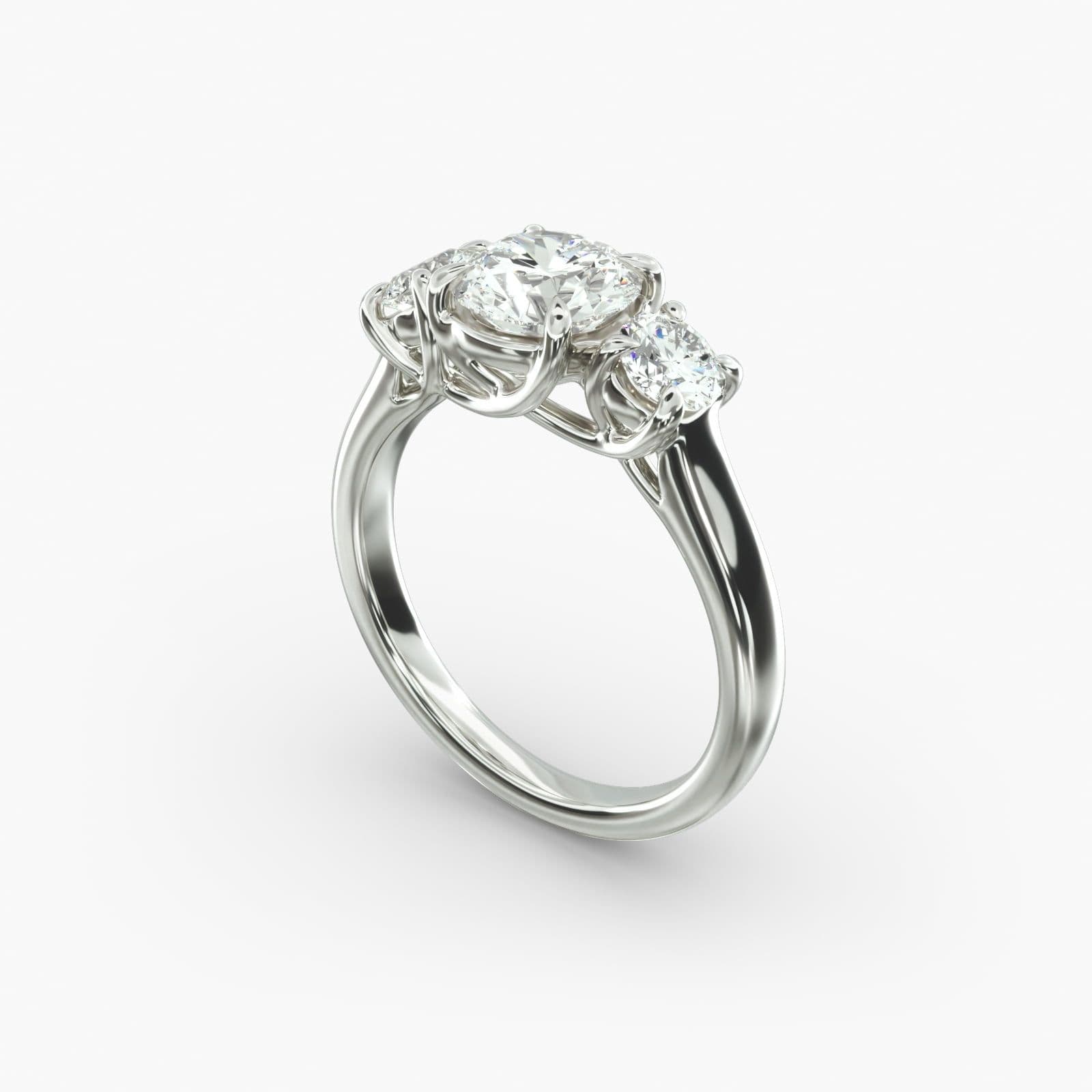 Round Brilliant 3 Stone Engagement Rings with Airline Shank view 3