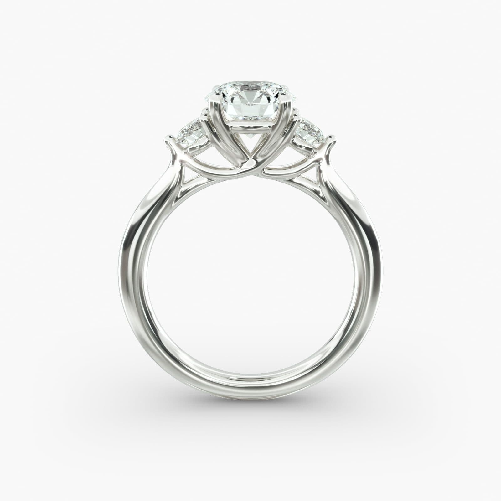 Round Brilliant 3 Stone Engagement Rings with Cross Prong Design view 3