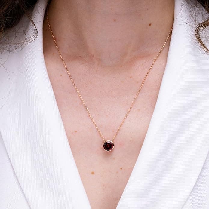 Bezel-Set Garnet Solitaire Pendant view 2