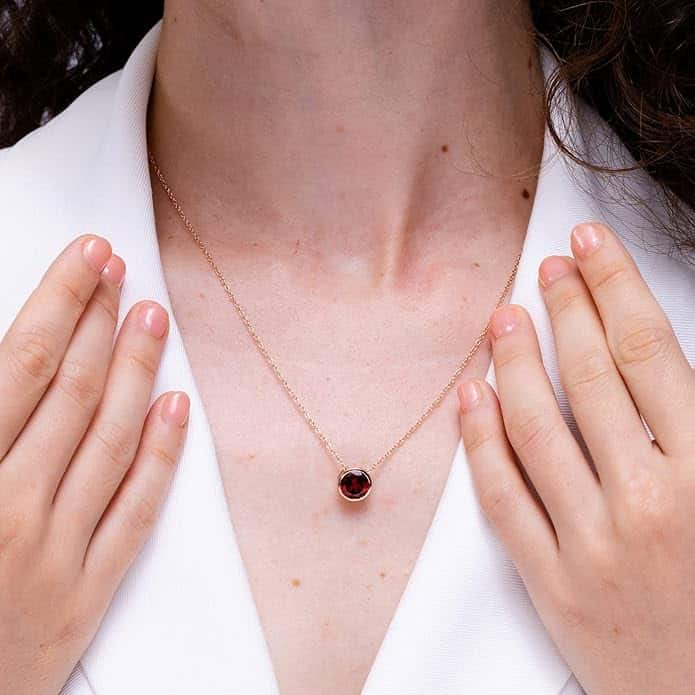 Bezel-Set Garnet Solitaire Pendant view 3