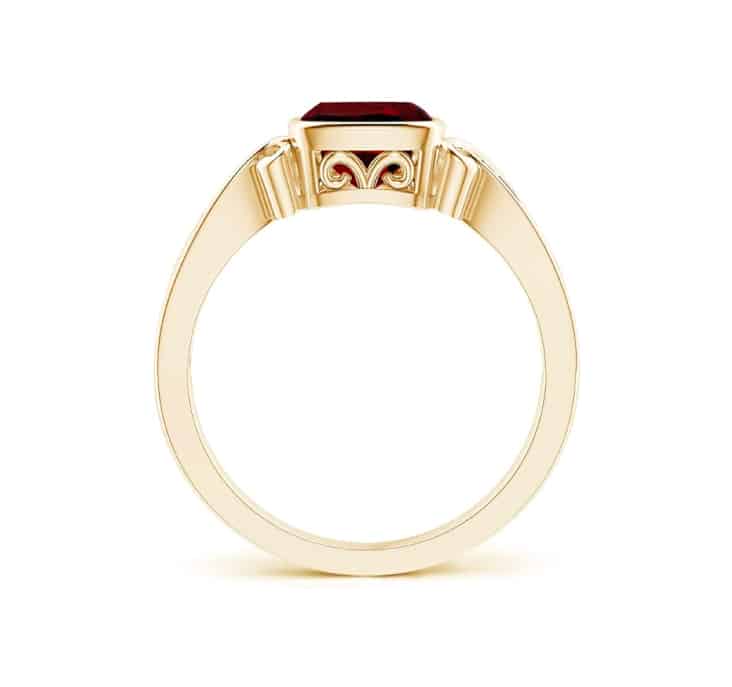 Natural Garnet Cushion Solitaire Ring view 3