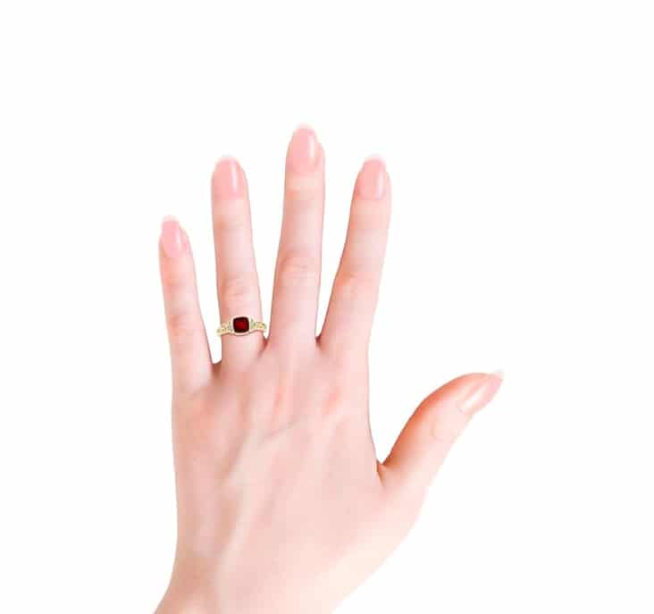 Natural Garnet Cushion Solitaire Ring view 2