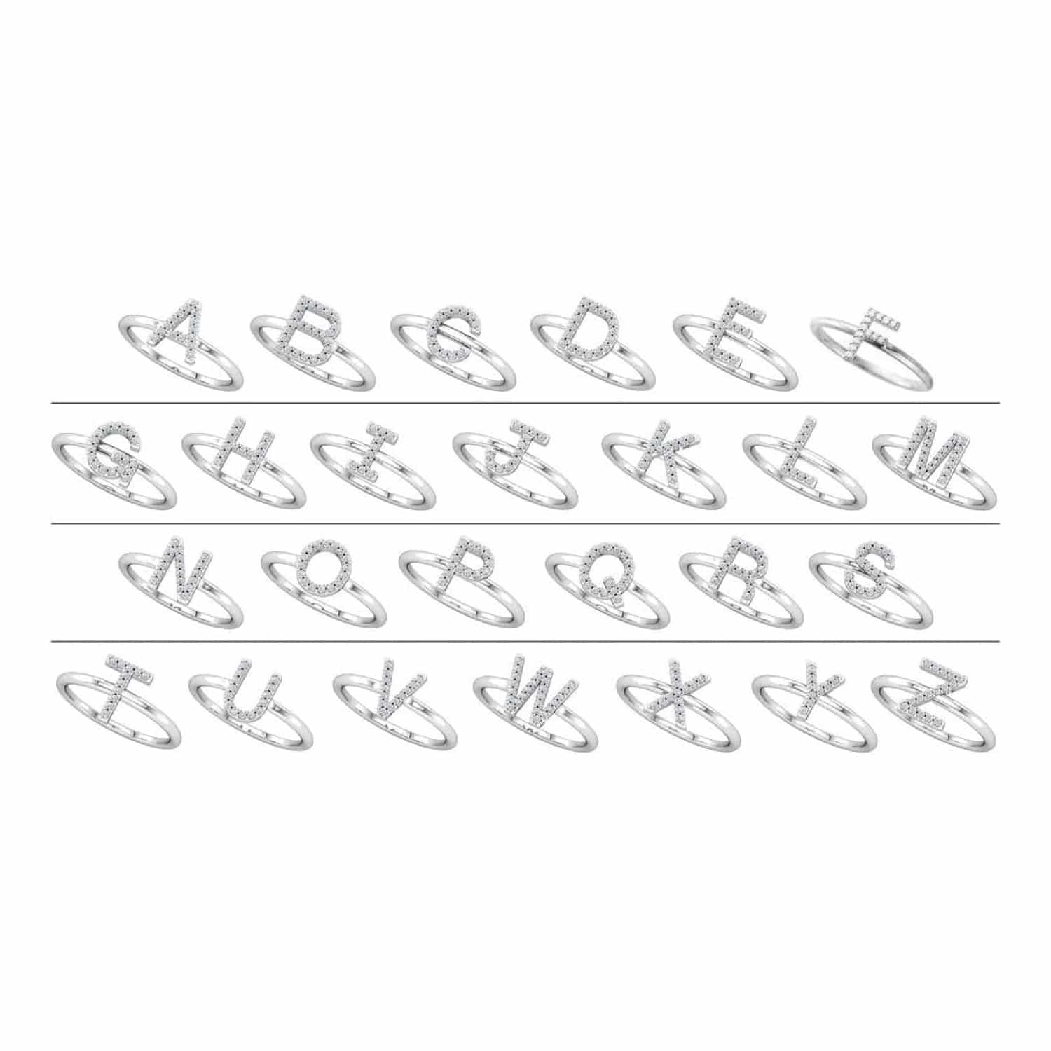Diamond Initial Ring in Platinum: Luxury Push Present Ideas 0.06 CTW view 2
