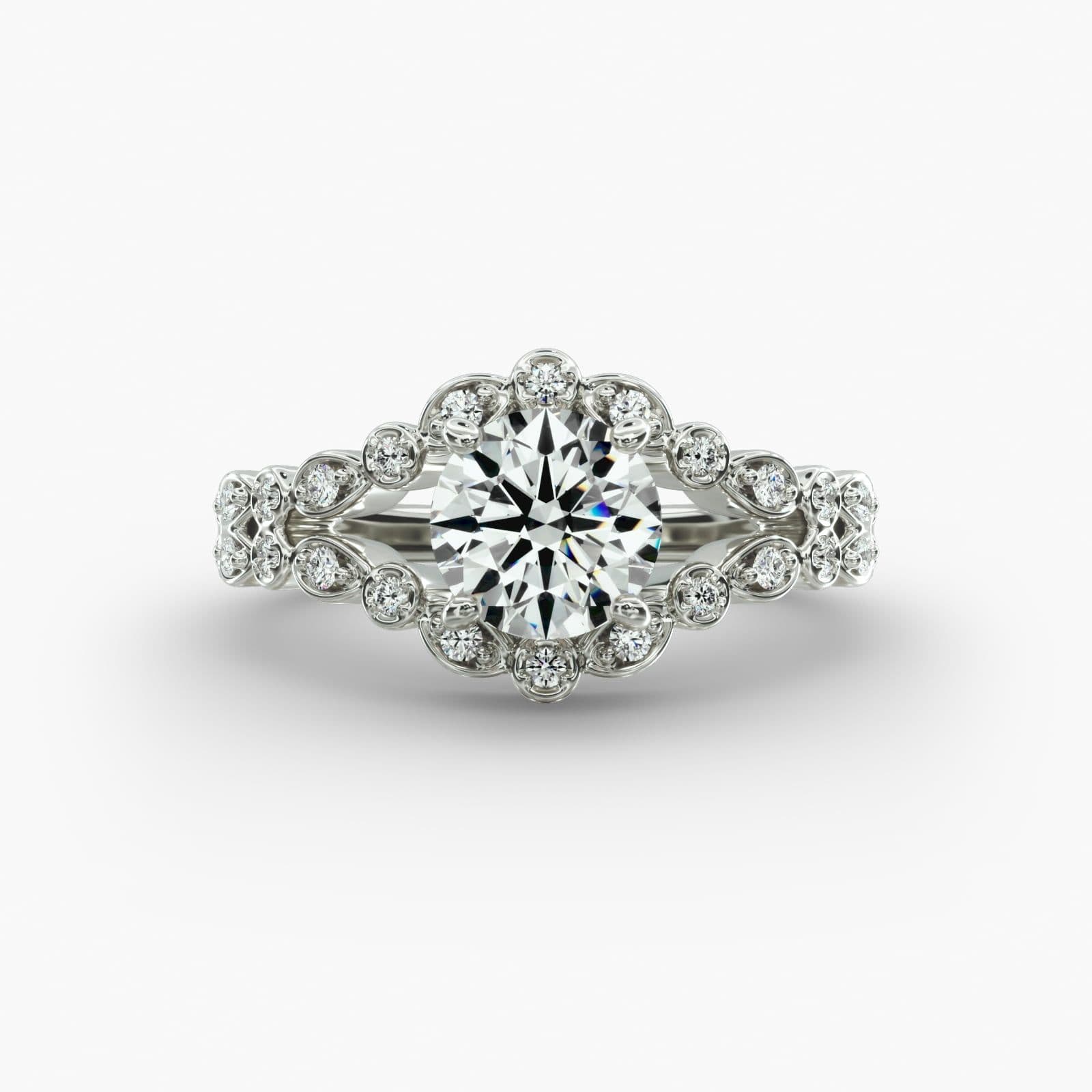Antique Looking Engagement Rings with Alternating Marquise and Round Diamonds