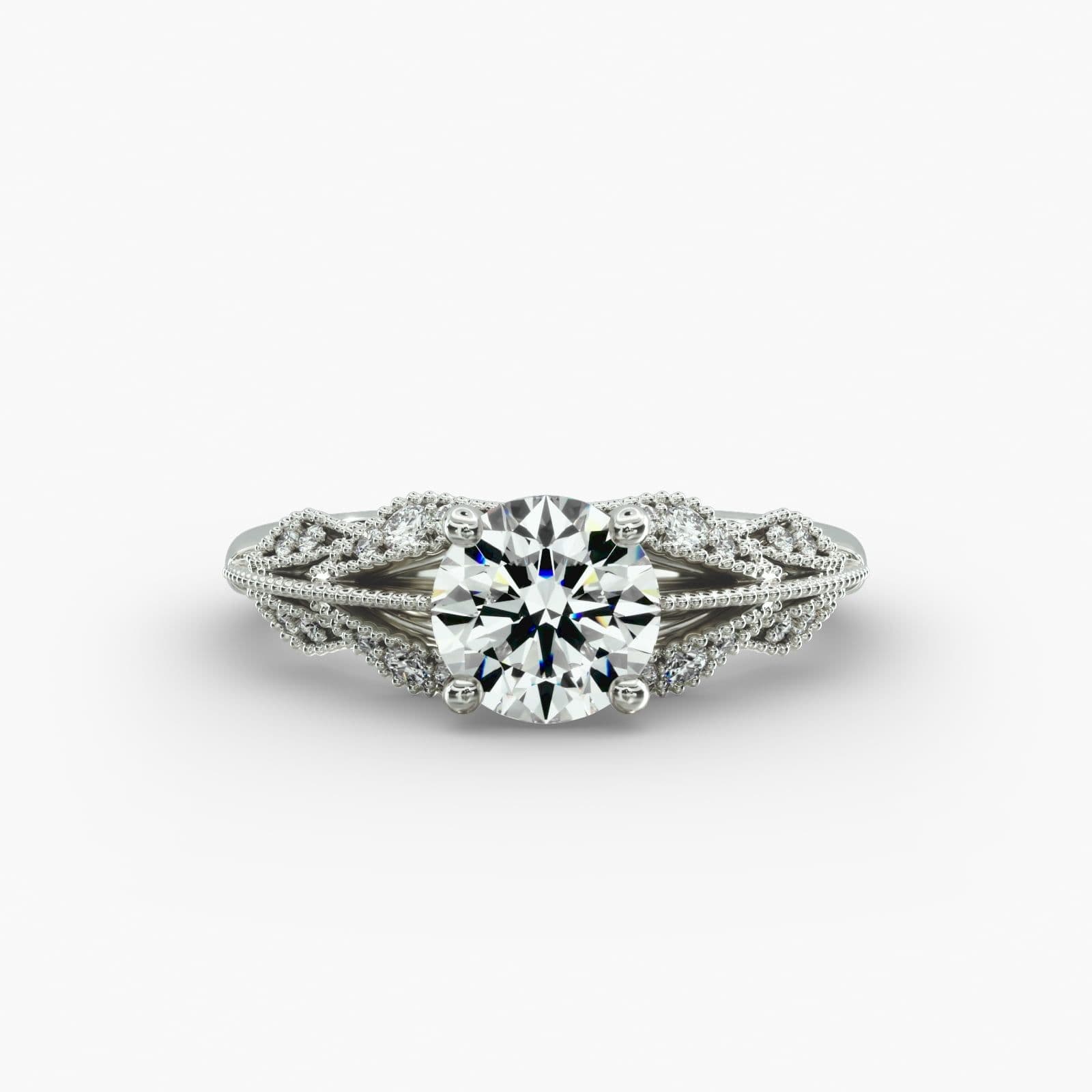 Antique Looking Engagement Rings with Floral and Milgrain Detailing