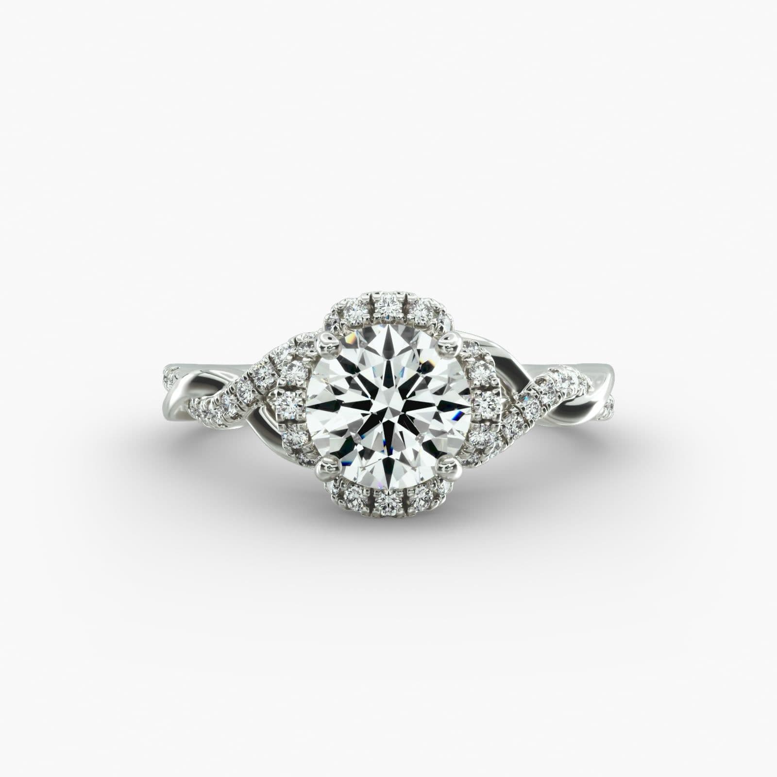Antique Looking Engagement Rings with Twisted Braid and Pavé Diamonds