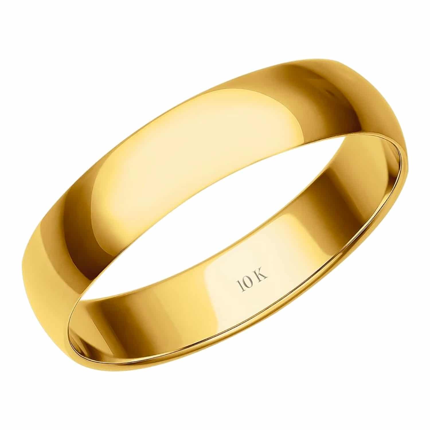 4MM Men's Gold Wedding Band - Lightweight Wedding Ring for Men; 10K or 14K Gold Jewelry in Yellow, White, or Rose Gold; Plain Mens Wedding Band; Classic Gold Rings for Men by Brilliant Expressions