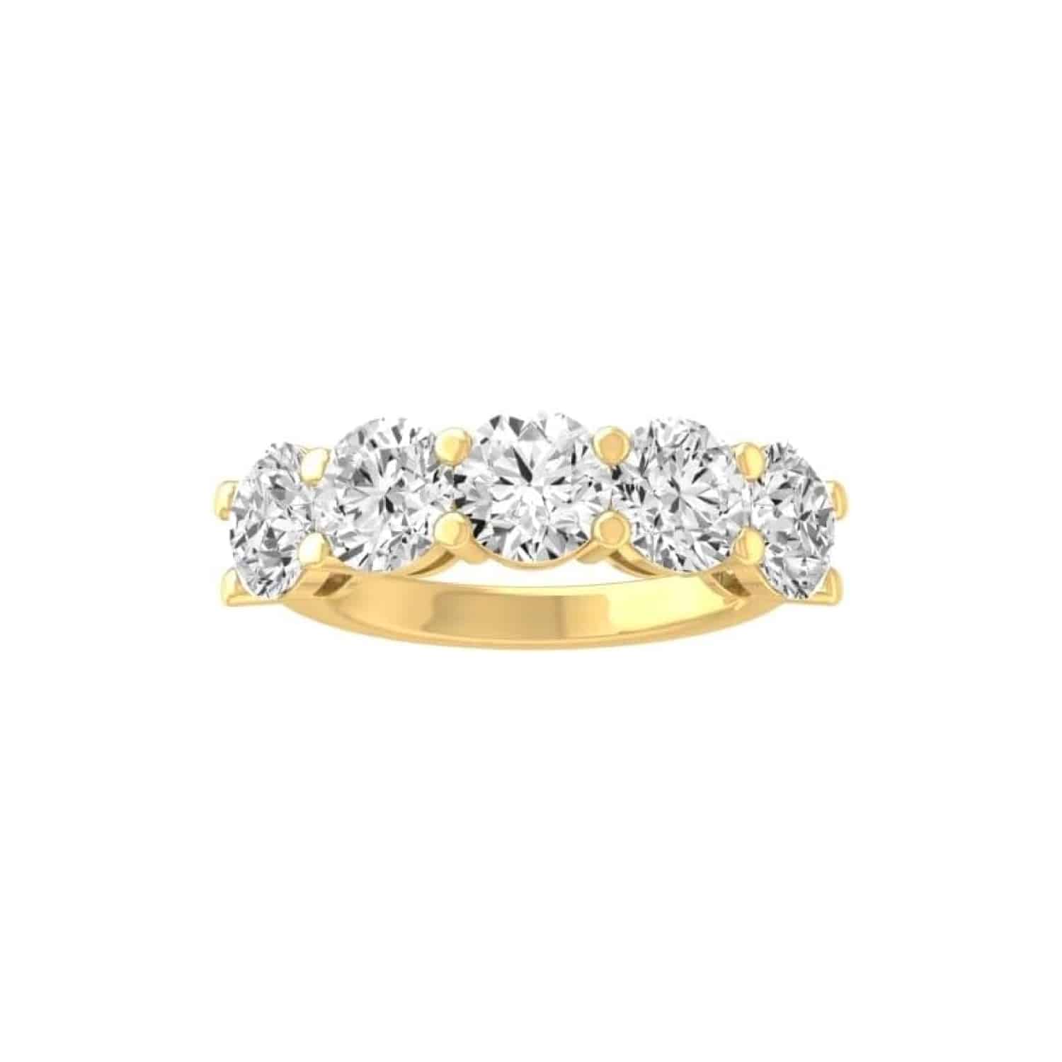 5 Stone Lab Diamond Ring On Amazon for Women. 14K Solid White or Yellow Gold Anniversary Wedding Band Ring, D-E color and VS clarity