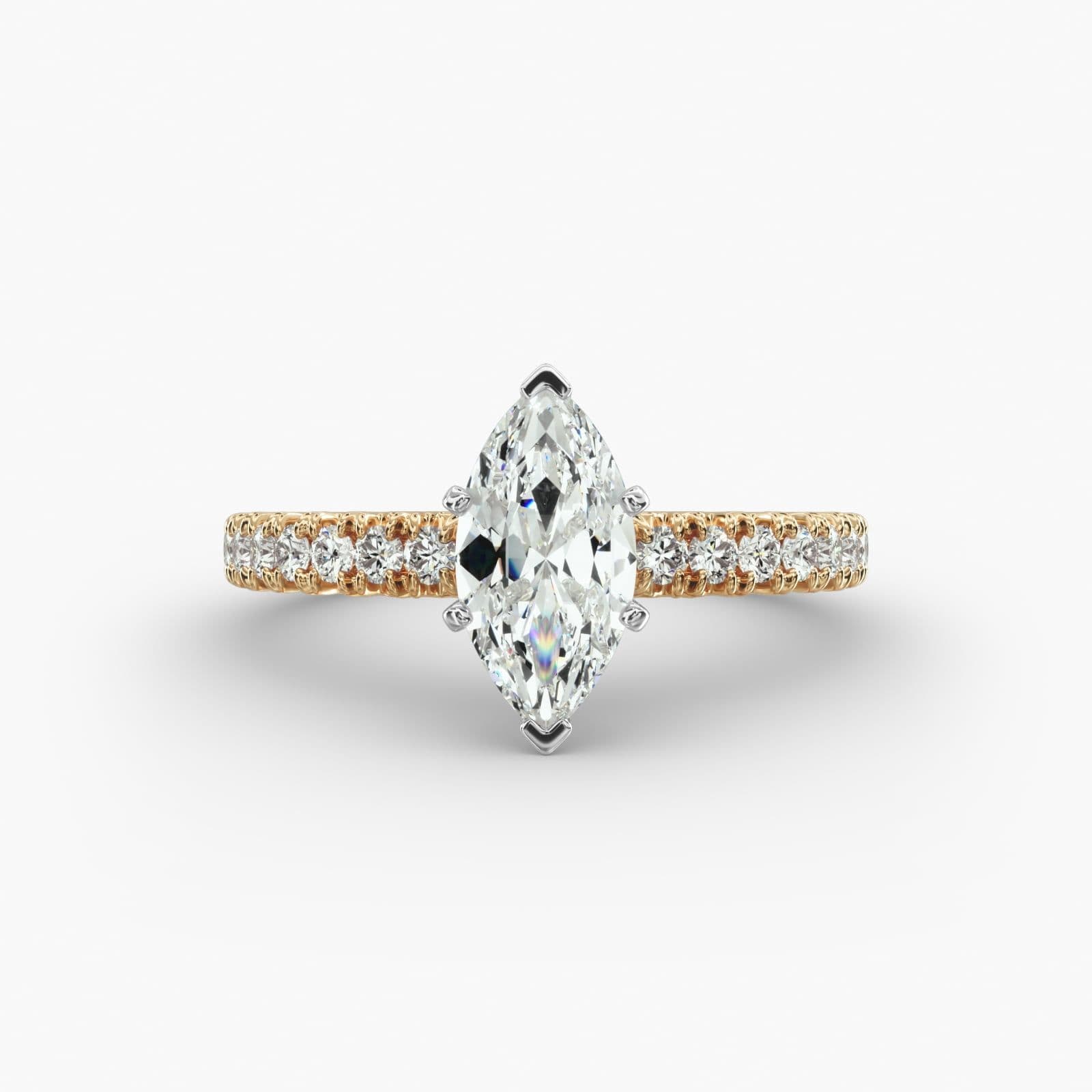 exact lab-grown diamond copy of Selena Gomez's engagement ring, featuring a stunning marquise-cut D color VVS2 stone set in 14K yellow gold from Blue Nile