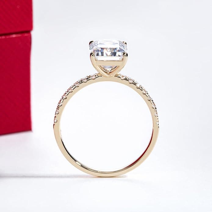Emerald Cut Moissanite Ring 14K Gold 3 Carat view 3