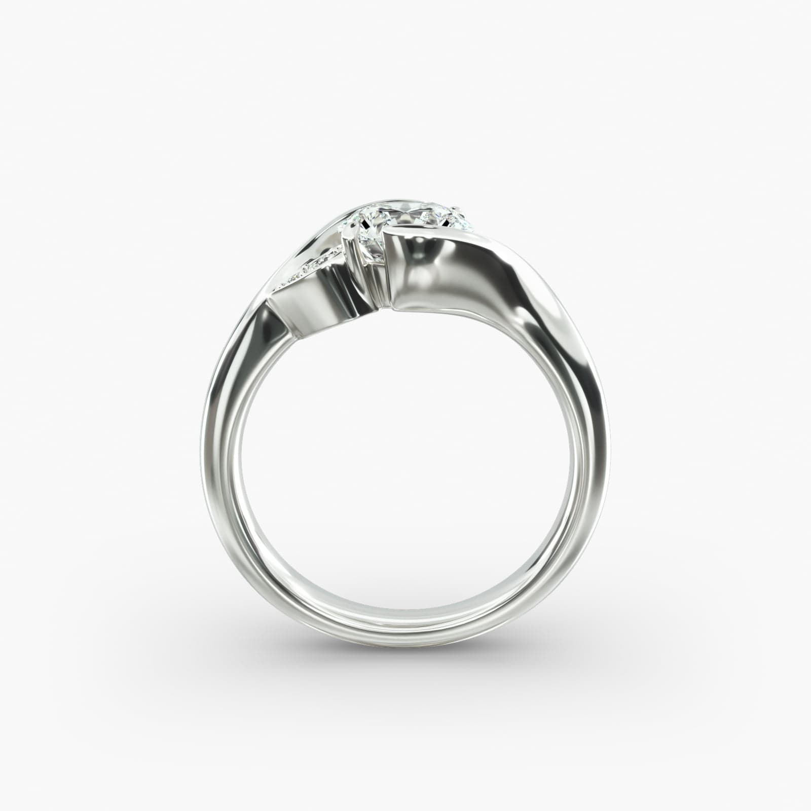 A Modern Leaf Bypass Side Stone Diamond Ring Setting in 14K White Gold with 0.07 CTW, a unique option for Luxury Push Present Ideas and a custom push present ring.