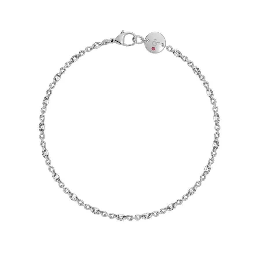 Platinum marquise lab grown diamond tennis bracelets under $3000 featuring 1.71 CTW of marquise diamonds and an engravable medallion.